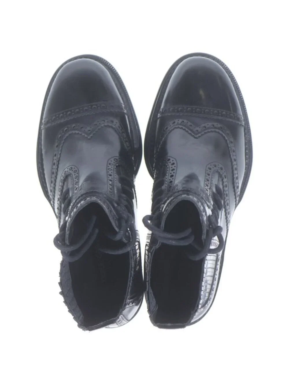 Dolce & Gabbana Lace Up Boots Wingtip Patent Leather Black 7 Sizes